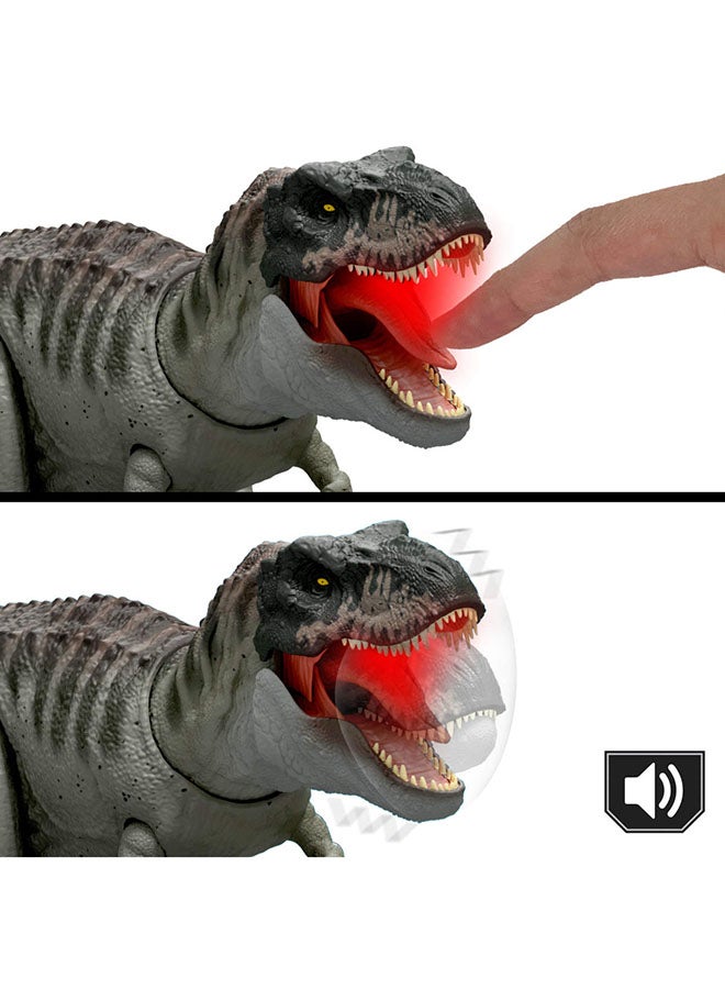 JURASSIC WORLD Mattel Rebirth Power Devour Tyrannosaurus Rex Dinosaur Figure With Tongue Activated Constant Chomp, Lights & Sounds, Digital Play  - Image 5