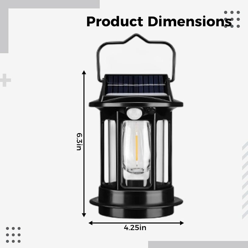 Solar Motion Sensor Lantern, Rechargeable, Ip65 Waterproof, 120° Wide Angle Warm Light, Portable Camping Lamp, Handheld Hook Or Wall Mounted for Patios, Yards - Image 4