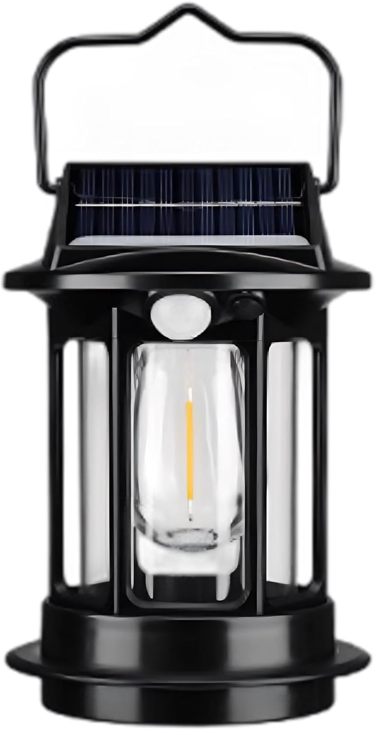 Solar Motion Sensor Lantern, Rechargeable, Ip65 Waterproof, 120° Wide Angle Warm Light, Portable Camping Lamp, Handheld Hook Or Wall Mounted for Patios, Yards - Image 1