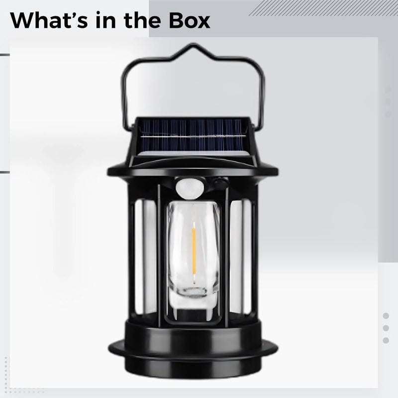 Solar Motion Sensor Lantern, Rechargeable, Ip65 Waterproof, 120° Wide Angle Warm Light, Portable Camping Lamp, Handheld Hook Or Wall Mounted for Patios, Yards - Image 5