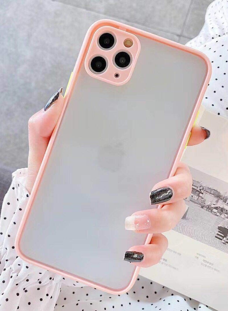 iPhone 16 Pro Max 6.9" Case - Translucent Hard Shell - Shockproof Case with Soft TPU Silicone Bumper (Pink) - Image 1