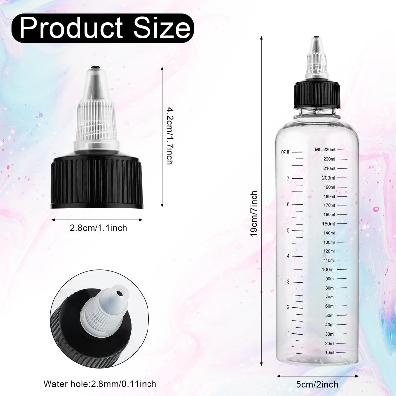 WLLHYF 2 Pack Applicator Bottles for Hair, 8.5 Ounce Plastic Hair Oil Applicator with Ratio Graduated Scale Twist-On Top Tip Cap - Image 2