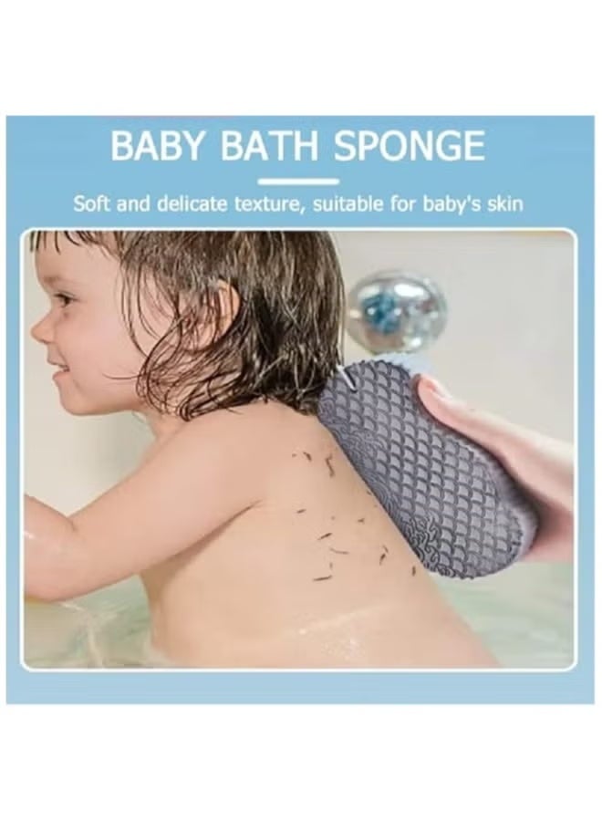 3 Pieces of Magical Exfoliating Bath Sponge, 3D Super Soft Exfoliating, Skin-Friendly, Reusable, Suitable for Adults, Children and Pregnant Women. (Pink+blue+grey) - Image 2