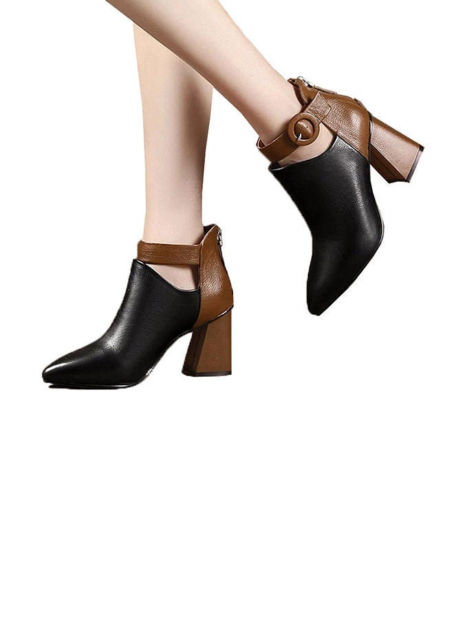 Patchwork Ankle Boots Black/Brown