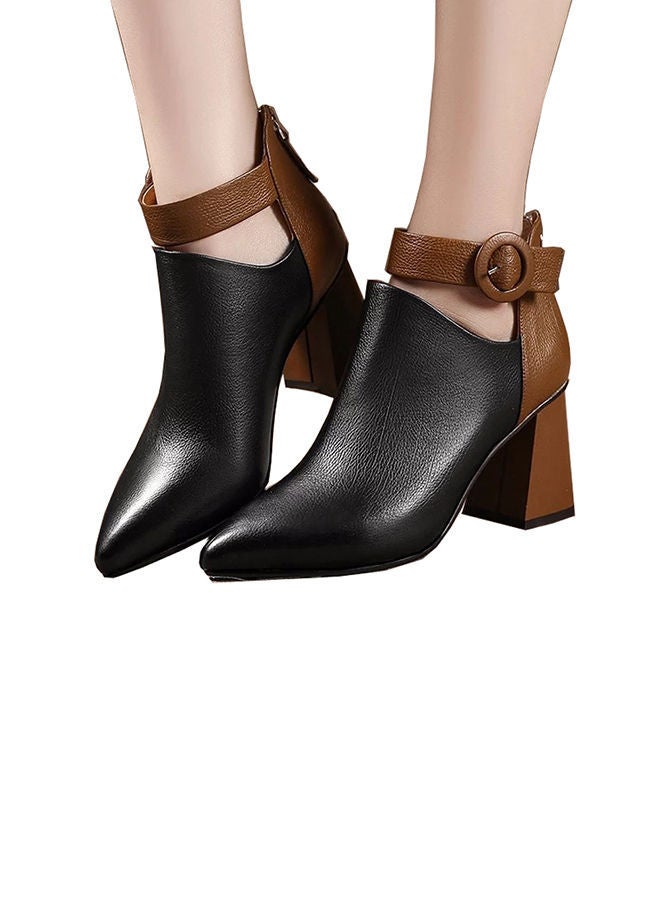 Patchwork Ankle Boots Black/Brown