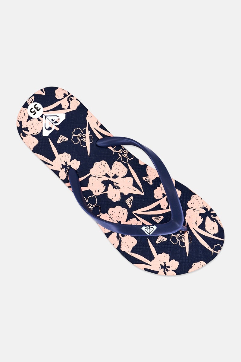 Roxy Kids Girl Brand Logo Slip On Slippers, Dark Navy - Image 2