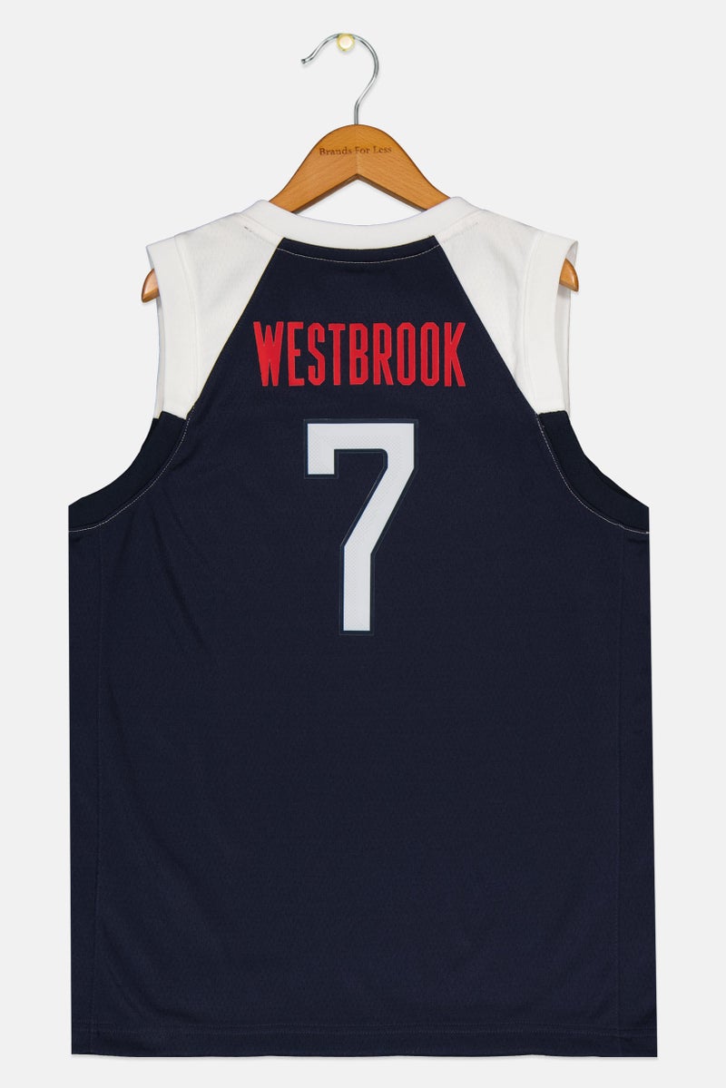Nike Kids Boy USA Team Dri Fit Sleeveless Basketball Jersey, Navy  - Image 2