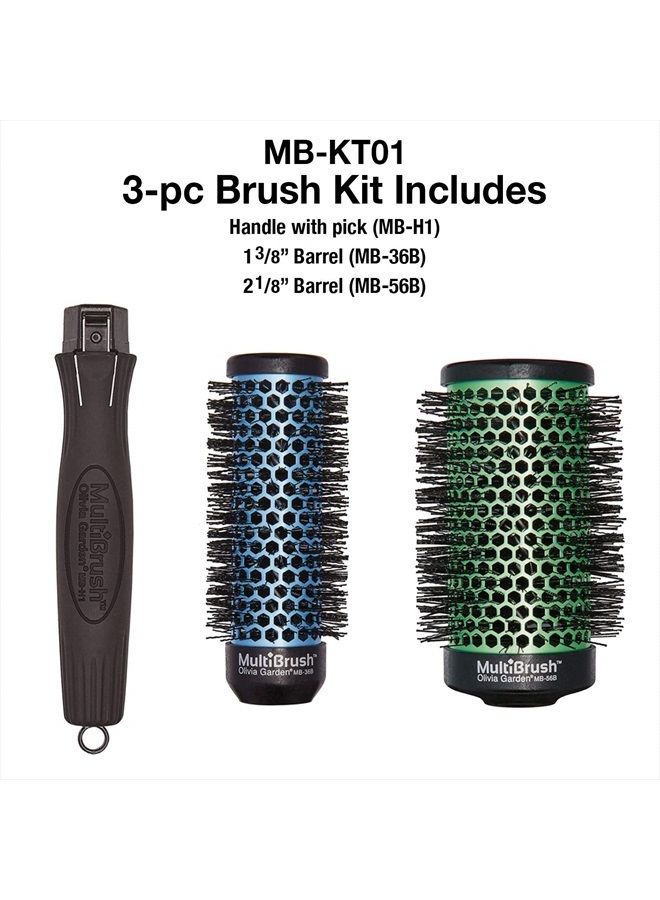 Olivia Garden MultiBrush Detachable Thermal Styling Hair Brush MB-KT01 (3-Piece Kit) - Image 2