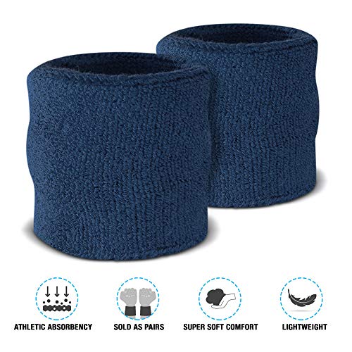 Suddora Sweatbands Set, Moisture Wicking 2 Wristbands and 1 Headband, Breathable Terry Cloth Athletic Bands for Basketball, Tennis, Yoga, Gym, Sweat Bands for Costumes and Cosplay Navy - Image 5