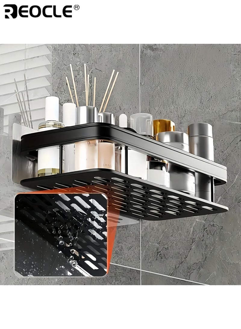 ريوكل رف حمام جداري ٢ قطعة بسعة كبيرة وموفر للمساحة رف عائم بدون حفر للحمام والمطبخ لتخزين أدوات التجميل واللوازم المختلفة - Image 4