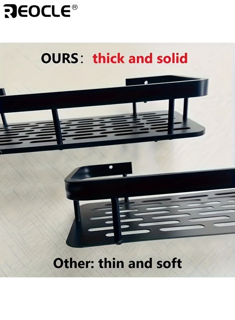 ريوكل رف حمام جداري ٢ قطعة بسعة كبيرة وموفر للمساحة رف عائم بدون حفر للحمام والمطبخ لتخزين أدوات التجميل واللوازم المختلفة - Image 5