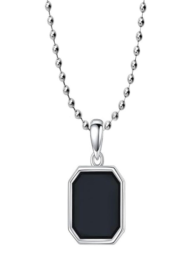 Okos Men's Fashion Jewellery Combo of 2 Rhodium and Black Plated Geometric Octagone Design Trendy Pendant Locket With Black Enamel For Boys and Men PD1000882SQR - Image 2