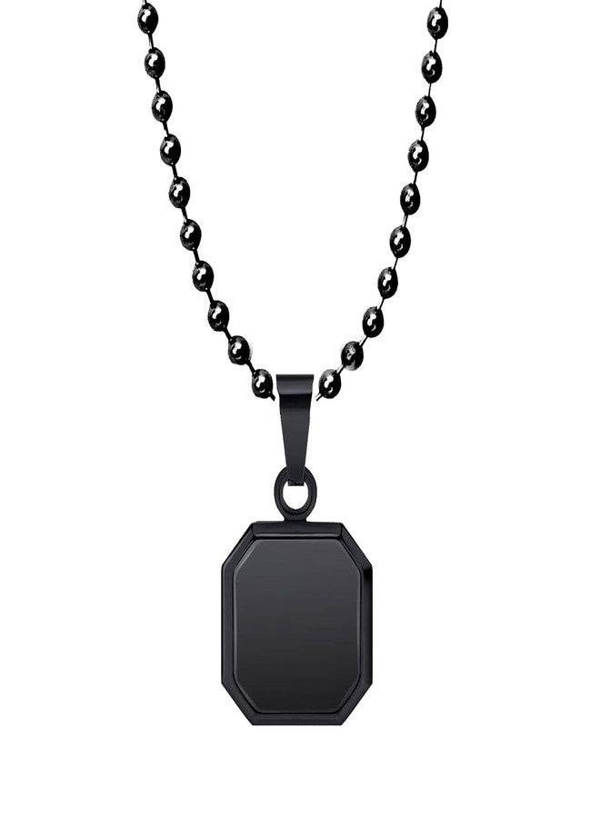 Okos Men's Fashion Jewellery Combo of 2 Rhodium and Black Plated Geometric Octagone Design Trendy Pendant Locket With Black Enamel For Boys and Men PD1000882SQR - Image 3