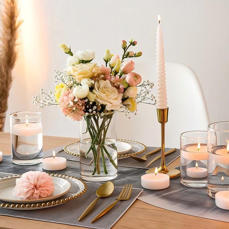 TBWIND 12pcs Glass Cylinder Vases for Centerpieces, 6 Inch Clear Flower Vases for Wedding Decorations and Indoor Home Decor, Hurricane Candle Holder for Table Shelf, Party - Image 3