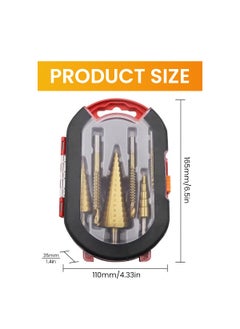 Serplex Serplex 6PCS Step Drill Bits Set HSS High Speed Steel for Stainless Steel Metal Wood Plastic Drilling 432MM420 MM412MM6MM8MM3MM with Case for Woodworking DIY Lovers  - Image 3