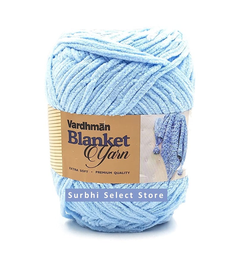 Surbhi Select Store Vardhman banket Baby Soft Knitting Yarn Wool Sky Blue Multi Color Ball 200 Grams for Art Craft Babywear Baby Blanket Sweaters Ponchos mufflers caps Crochet Hook Needle Thick mota Thread