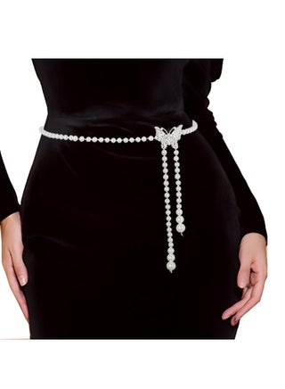 Pearl Waist Chain for Women Girls Adjustable Body Link Belt With Butterfly Buckle Fashion Belly Faux Pearl Jewelry Belly Waist Chain Summer Body Beach Jewelry for Jeans Dresses - pzsku/Z36676701D538EC9B4BC6Z/45/_/1696815220/79486133-913d-4451-a576-19721f0a6fc2