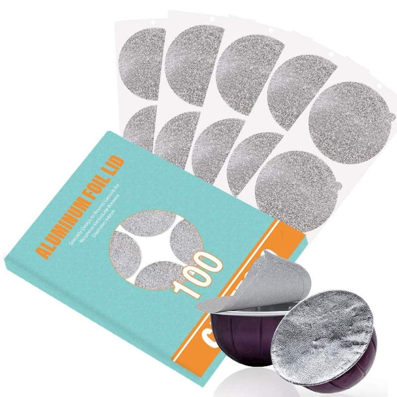 CAPMESSO Aluminum Foils Lids to Reuse Vertuoline Capsules Coffee Pods Compatible with Nespresso VertuoLine Machine 64mm100package