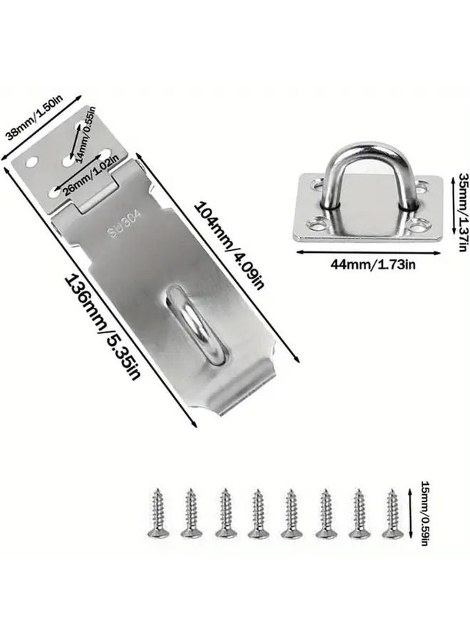 2 Packs 4 Inch Stainless Steel Padlock Hasps Door Lock Rings Outdoor Gate Latch Anti Theft - Image 5