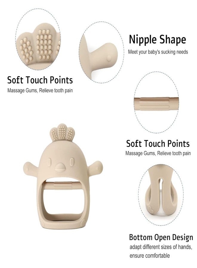 lizepto Baby Toy - 2 in 1 Teether for Infants | Silicone & Neem Wood Teether | BPA Free, Soft, Safe & Non-Toxic Chewing Toy for Babies | Natural Soothing Relief (Beige Teether) - Image 4