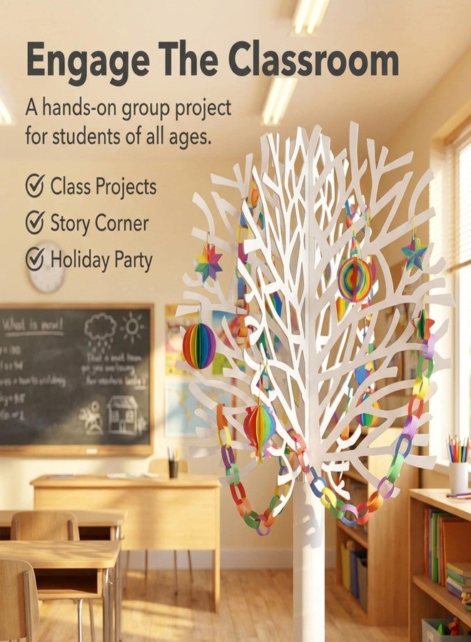 TCDesignerProducts Anderson's Die-Cut White Tree Kit, 7'4" Tall DIY Cardboard Tree for Winter Wonderland, Holiday Decor, Classroom Crafts, Parades, Events, Christmas Parties & More - Image 3