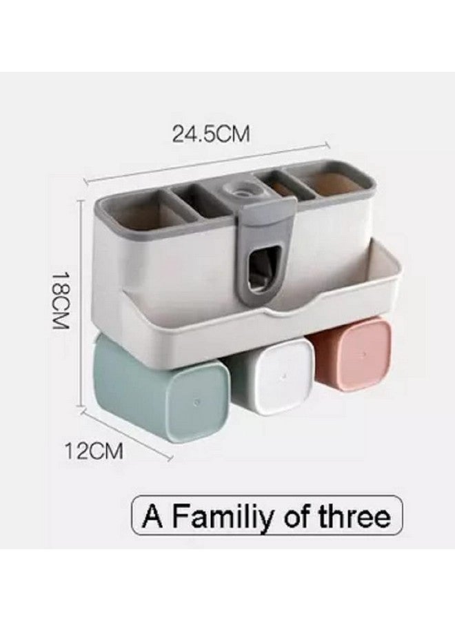 Srxes Toothbrush Holder with Automatic Toothpaste Dispenser, Multi Space Saving Toothbrush Organizer with 2 Cups, 4 Brush Slots No Drill Need (3 Cup, White) - Image 3