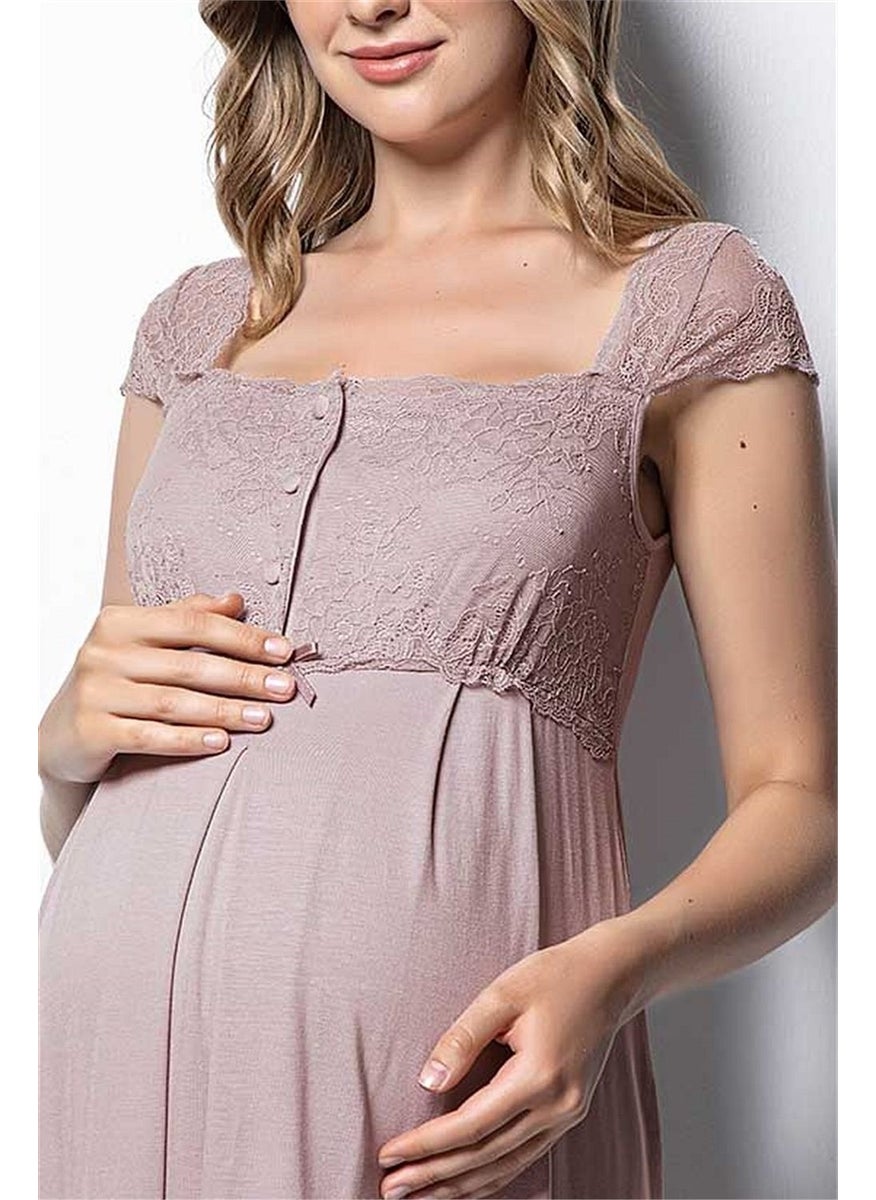 Monamise Women's Mink Maternity Nightgown and Dressing Gown Set 18438  - Image 2