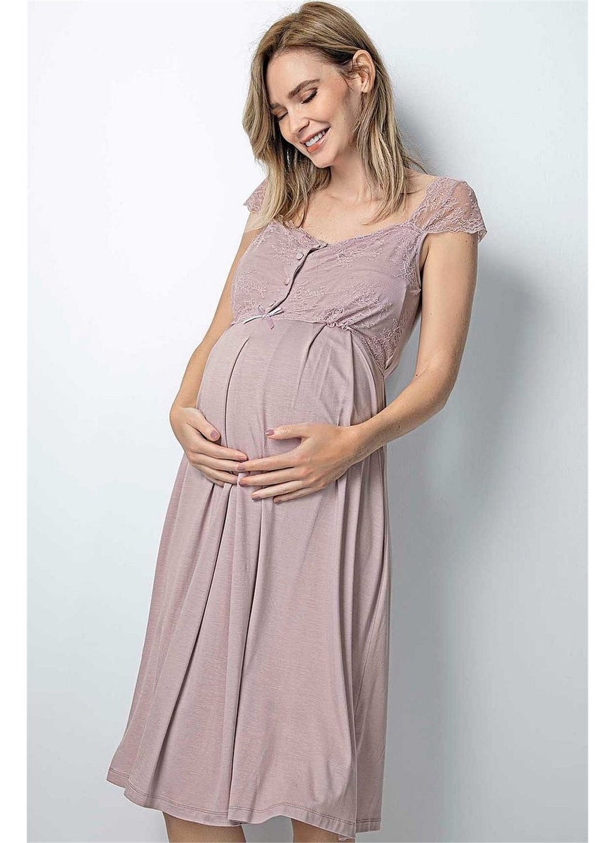Monamise Women's Mink Maternity Nightgown and Dressing Gown Set 18438  - Image 3