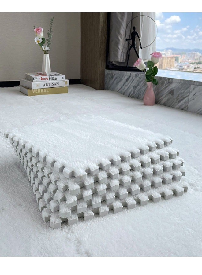 12Pcs Foam Play Mat Puzzle Play Mats Floor for Kids Soft Plush Interlocking Foam Mat Set with Edges for Floor Protection Yoga Fitness Workout Mats kids Play Mats 30x30x1cm  (White)  - Image 5