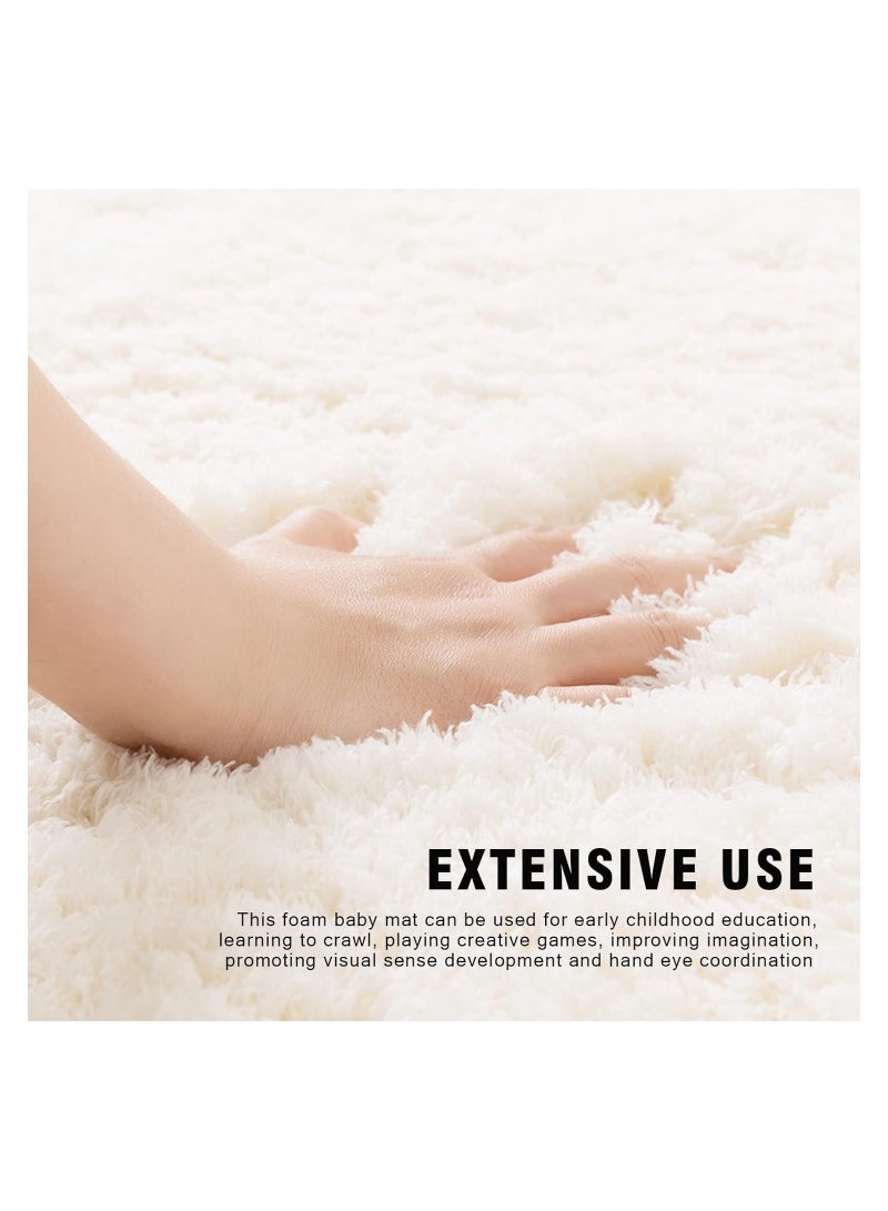 12Pcs Foam Play Mat Puzzle Play Mats Floor for Kids Soft Plush Interlocking Foam Mat Set with Edges for Floor Protection Yoga Fitness Workout Mats kids Play Mats 30x30x1cm  (White)  - Image 4