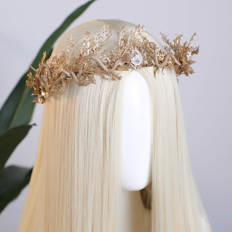 MOSTORY Gold Medusa Fairy Crown - Goddess Snake Headpiece for Renaissance Accessories Women, Floral Greek Snake Circlet for Medusa Queen Costume Renfaire Cosplay Fairycore - Image 3