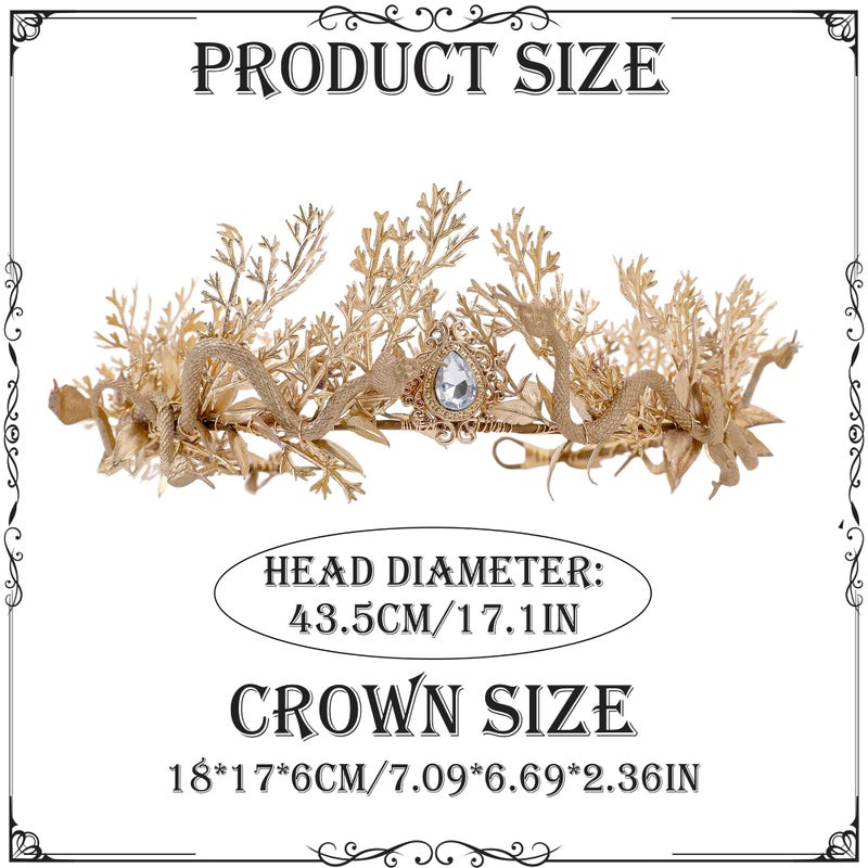 MOSTORY Gold Medusa Fairy Crown - Goddess Snake Headpiece for Renaissance Accessories Women, Floral Greek Snake Circlet for Medusa Queen Costume Renfaire Cosplay Fairycore - Image 5