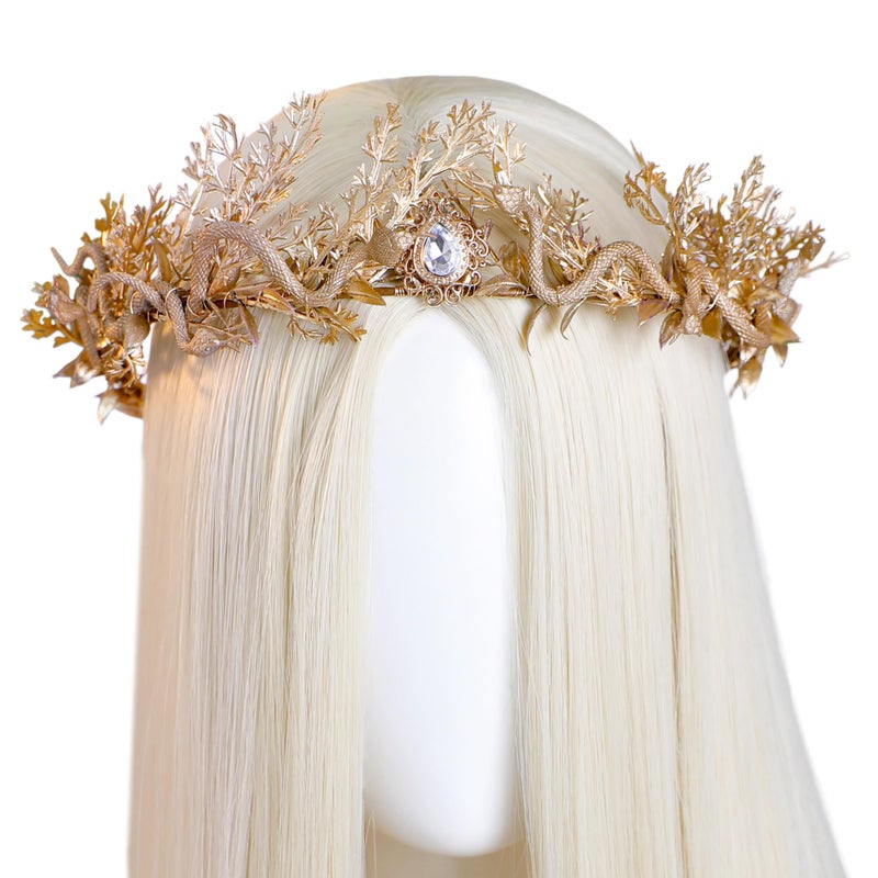 MOSTORY Gold Medusa Fairy Crown - Goddess Snake Headpiece for Renaissance Accessories Women, Floral Greek Snake Circlet for Medusa Queen Costume Renfaire Cosplay Fairycore - Image 1