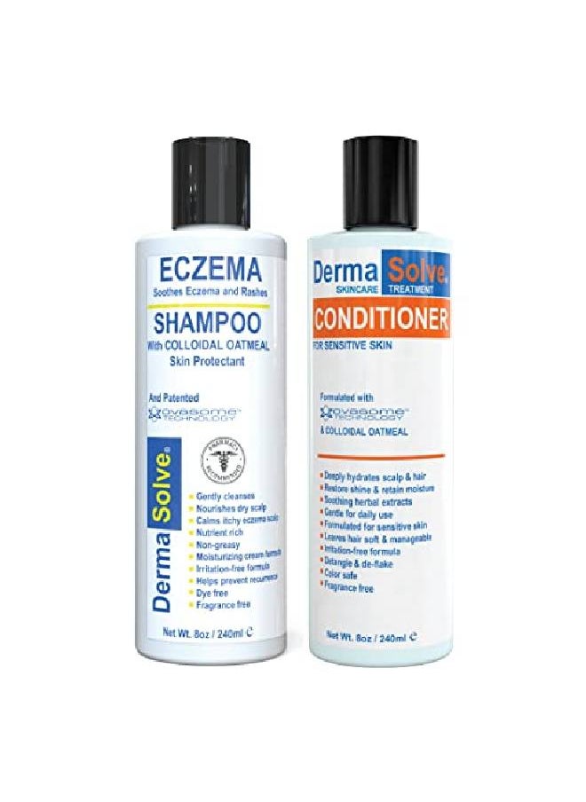 Dermasolve - Eczema Relief Shampoo & Conditer (Combo Pack) ; Eczema Flare Control Scalp & Dandruff Relief Therapy That Protects Moisturizes And Repairs Skin By Kids Babies & Adults Steroid Free - Image 1