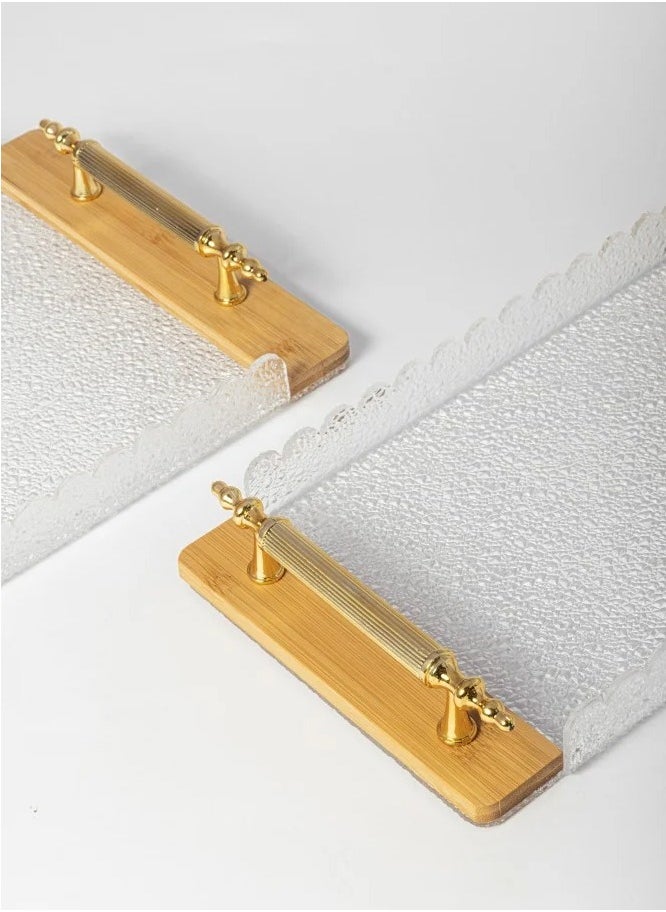 CC Bin Shihon Acrylic rectangular tray set with wooden ends in two sizes  - Image 2