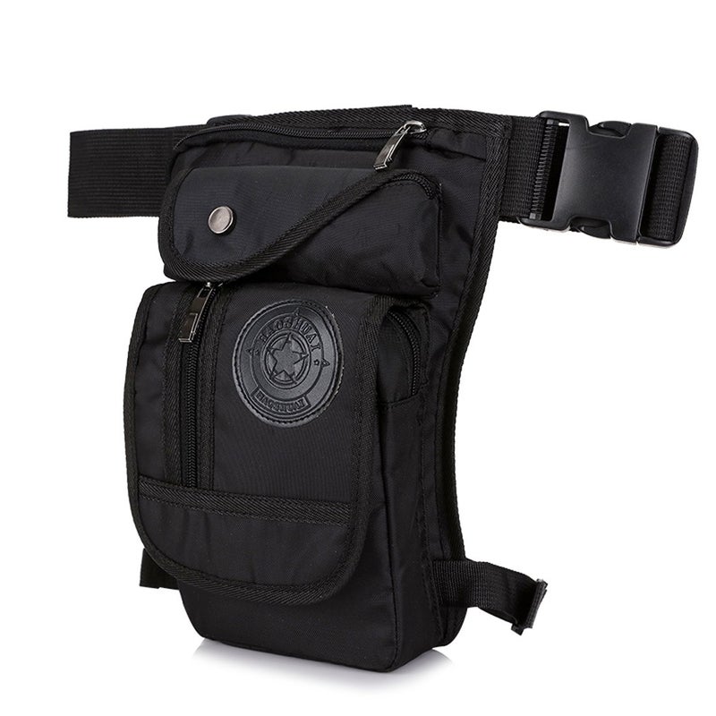 Generic Xieben Nylon Drop Leg Bag for Men Women Motorcycle Bike Hip Bum Belt Waist Fanny Pack Travel Outdoor Camping Tactical Hiking Cycling Crossbody Shoulder Pouch Black  - Image 1