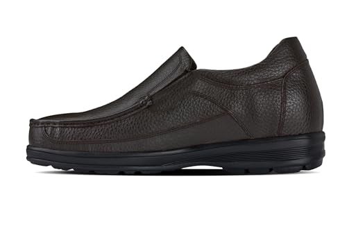 CALTO Men's Invisible Height Increasing Elevator Shoes - Dark Brown Premium Leather Slip-on Lightweight Casual Loafers - 3 Inches Taller - G1823 - Size 8 D(M) US - Image 3