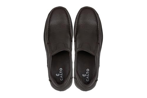 CALTO Men's Invisible Height Increasing Elevator Shoes - Dark Brown Premium Leather Slip-on Lightweight Casual Loafers - 3 Inches Taller - G1823 - Size 8 D(M) US - Image 4