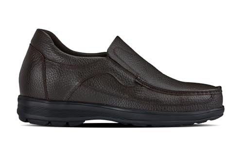 CALTO Men's Invisible Height Increasing Elevator Shoes - Dark Brown Premium Leather Slip-on Lightweight Casual Loafers - 3 Inches Taller - G1823 - Size 8 D(M) US - Image 2