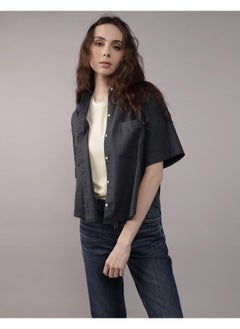 American Eagle AE Linen-Blend Short-Sleeve Button-Up Shirt  - Image 1