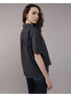 American Eagle AE Linen-Blend Short-Sleeve Button-Up Shirt  - Image 3
