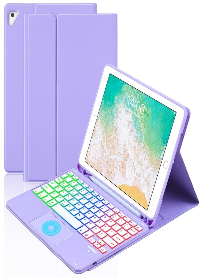 MePadKey Touchpad Keyboard Case for iPad 6th 2018/5th Generation 2017 9.7 inch, 7-Color Backlight Type-C Charging Keyboard with Pencil Holder Cover Fit iPad Air 2/Pro 9.7 (Purple) - Image 1
