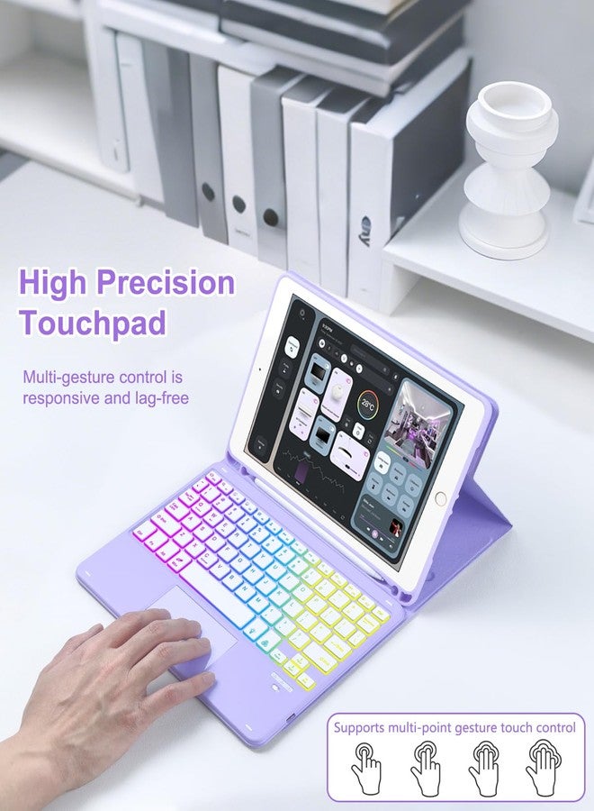 MePadKey Touchpad Keyboard Case for iPad 6th 2018/5th Generation 2017 9.7 inch, 7-Color Backlight Type-C Charging Keyboard with Pencil Holder Cover Fit iPad Air 2/Pro 9.7 (Purple) - Image 5