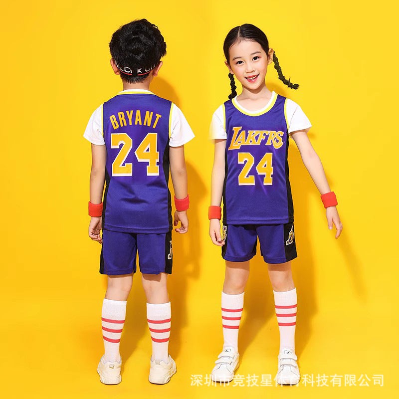 Generic Kids Basketball Jersey Set with Numbers Kobe 24 Purple 