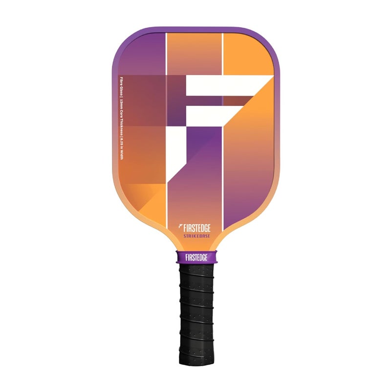 FIRSTEDGE StrikeBase Fibreglass Pickleball Paddle | Wide Body Pickleball Racket | Grit Painted Surface | Dual-Tone Edge Guard | Lightweight (Sunset Orange) - Image 1