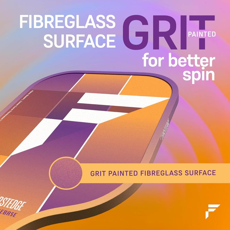 FIRSTEDGE StrikeBase Fibreglass Pickleball Paddle | Wide Body Pickleball Racket | Grit Painted Surface | Dual-Tone Edge Guard | Lightweight (Sunset Orange) - Image 2