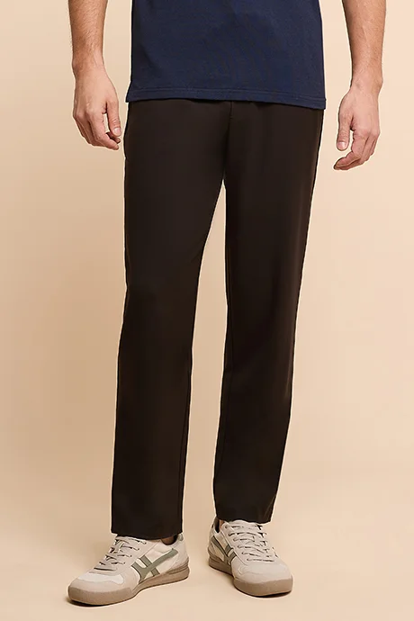 أر أند بي Solid Straight Fit Pants with Drawstring Waist