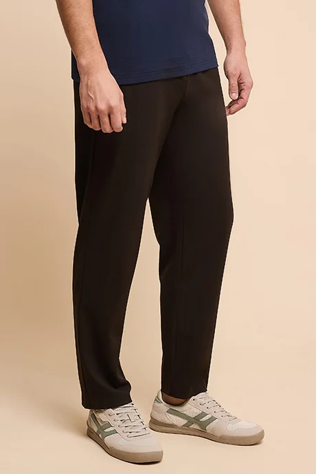 أر أند بي Solid Straight Fit Pants with Drawstring Waist