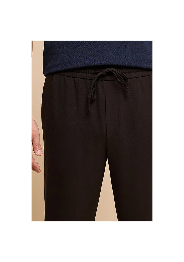 R&b  Solid Straight Fit Pants with Drawstring Waist for Men | Best Price UAE
