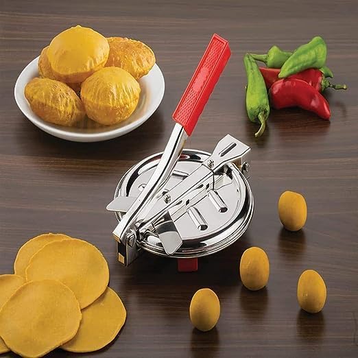 Kriya KRIYA Puri Maker Press Machine Roti Chapati Presser for Home PapadKhakhraPoori Manual Hand Press Steel with Handle for Kitchen and Stainless SteelPuri Maker Press Machine  - Image 5